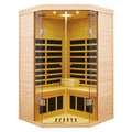 Far Infrared Sauna Room Engineered for Home Recovery, Hemlock Wood Construction, 7 Heating Panels, Corner Design