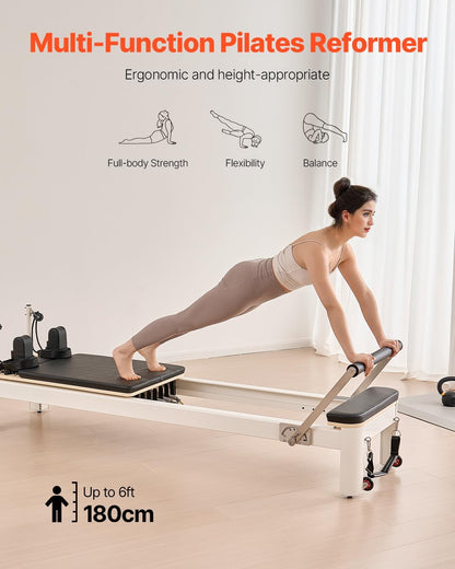 Pilates Reformer Foldable, Suitable for Intermediate and Beginners Users, Pilates Equipment for Home Gym Studio Use with 4 Adjustable Resistance Spring, up to 400 LBS