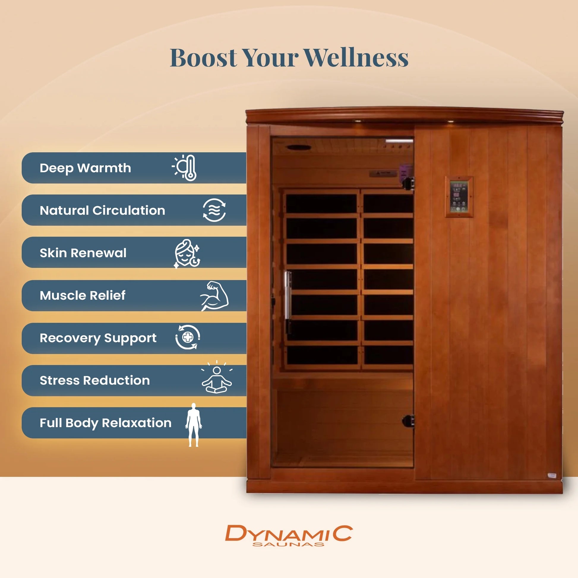 Madrid Elite 3 Person Low EMF Infrared Lighting Home Sauna