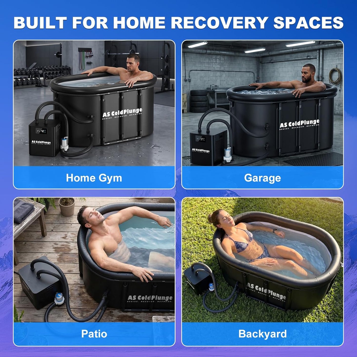 1/3 HP Ice Bath Chiller & 148 Gal Oval Cold Plunge Tub Kit | Cold Plunge Chiller with External Pump & Filter, XXL Upgraded Ice Pod, Cold Plunge Tub with Chiller for Cold Therapy Recovery