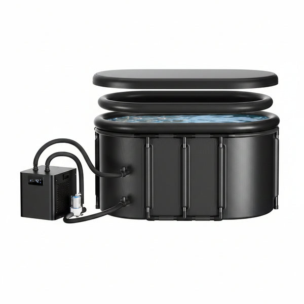 1/3 HP Ice Bath Chiller & 148 Gal Oval Cold Plunge Tub Kit | Cold Plunge Chiller with External Pump & Filter, XXL Upgraded Ice Pod, Cold Plunge Tub with Chiller for Cold Therapy Recovery