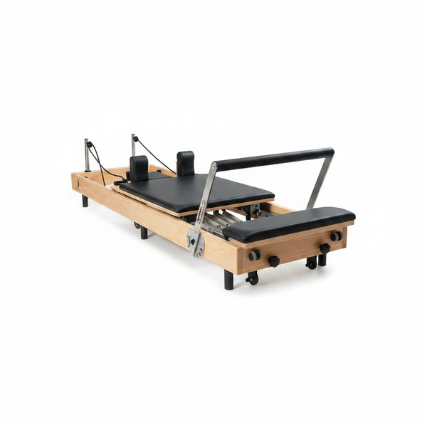 Foldable Wooden Pilates Reformer for Home, 70+ Guided Workouts | Reformer Box, Foot Board, Jump Board, 360-Degree Wheels, Non-Slip Feet, Supports Rehabilitation and Physiotherapy