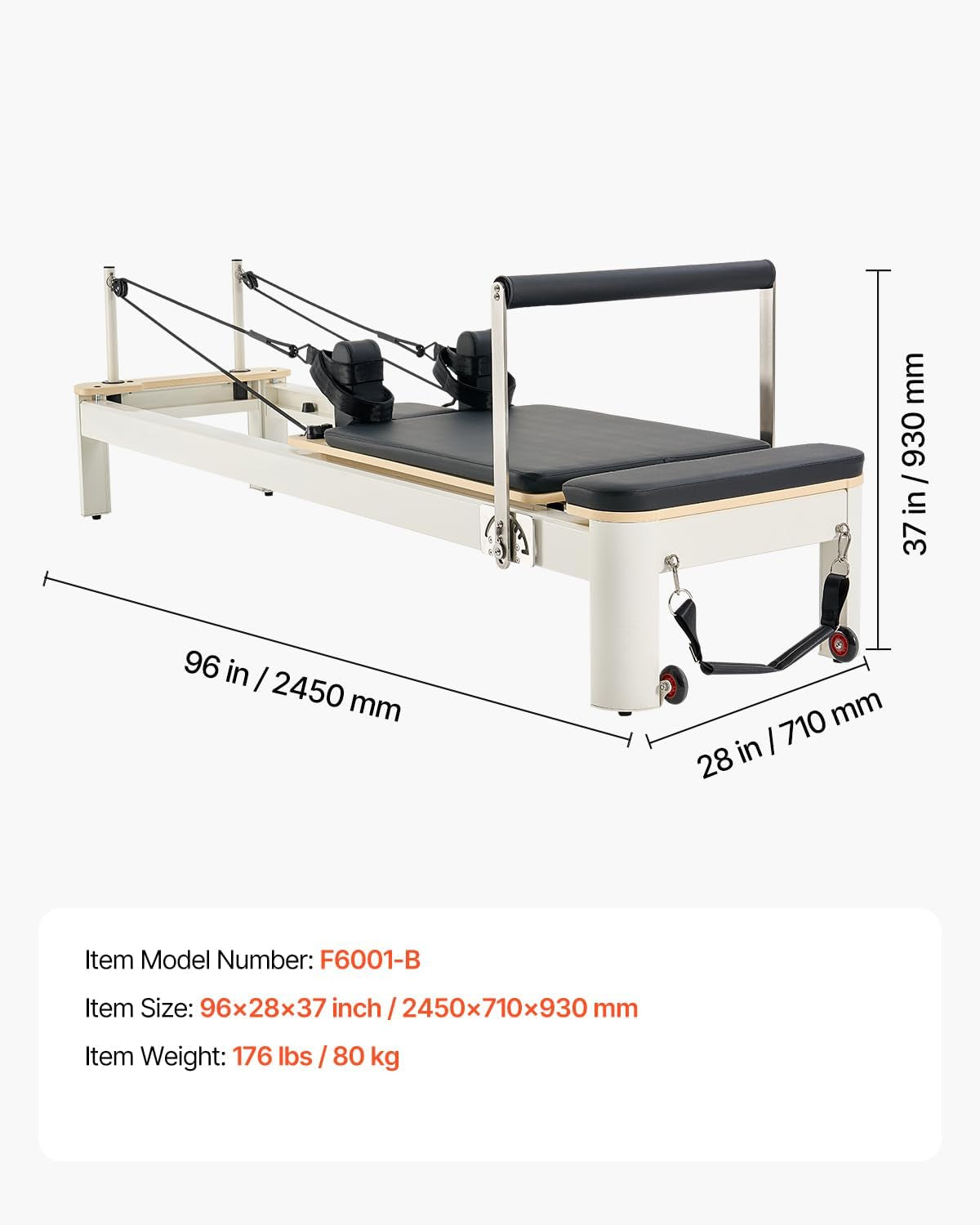 Pilates Reformer Foldable, Suitable for Intermediate and Beginners Users, Pilates Equipment for Home Gym Studio Use with 4 Adjustable Resistance Spring, up to 400 LBS