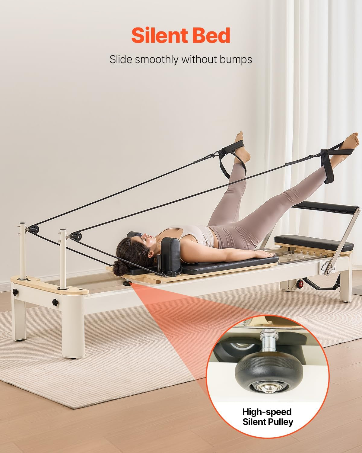 Pilates Reformer Foldable, Suitable for Intermediate and Beginners Users, Pilates Equipment for Home Gym Studio Use with 4 Adjustable Resistance Spring, up to 400 LBS